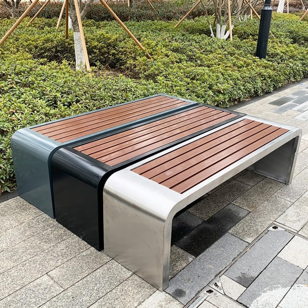 中庭園地 露天涼み台、耐候性防食雨合羽、鋳鉄枠組みと可塑性物質製木製居敷きの境界線の外側、300kgに耐える物ごとができます 防