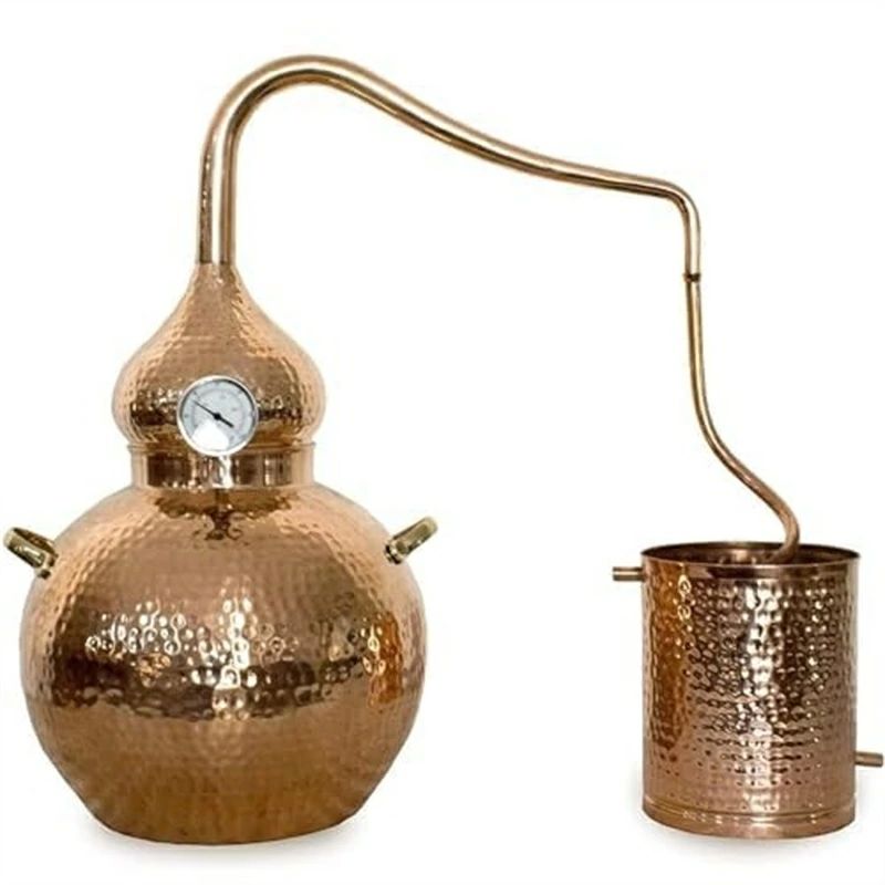 銅アレンビック澄ます器、5gal/20リッター銅アレンビック澄ます器、澄ます用ポット付き添い人、手作り銅アレンビック澄ます器、体温計DIYキ