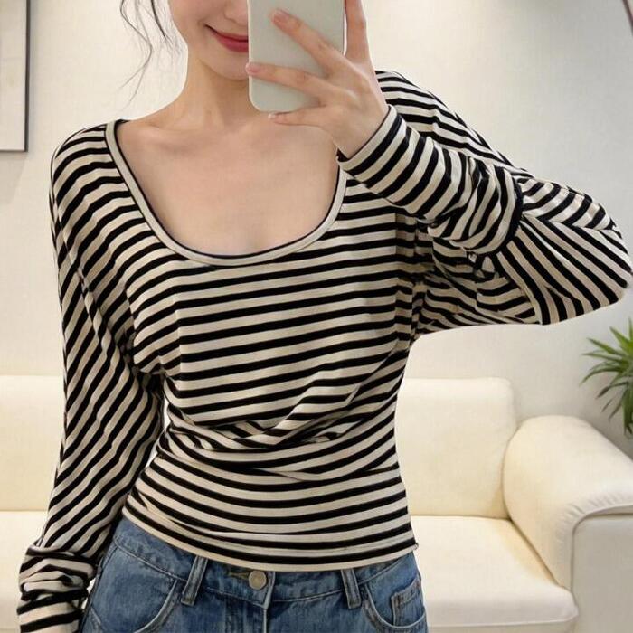 トップス カットソー Tシャツ レディース きれいめ カジュアル 大人可愛い 春 秋 冬 ボーダー 長袖 ラウンドネック インナー ブ 4,511円