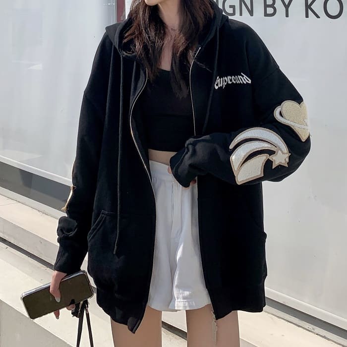韓国 スリーブデザインオーバーシルエットパーカー 中学生 高校生 長袖 秋春 トップス ガーリー 可愛い 通勤 通学 レジャー 旅行