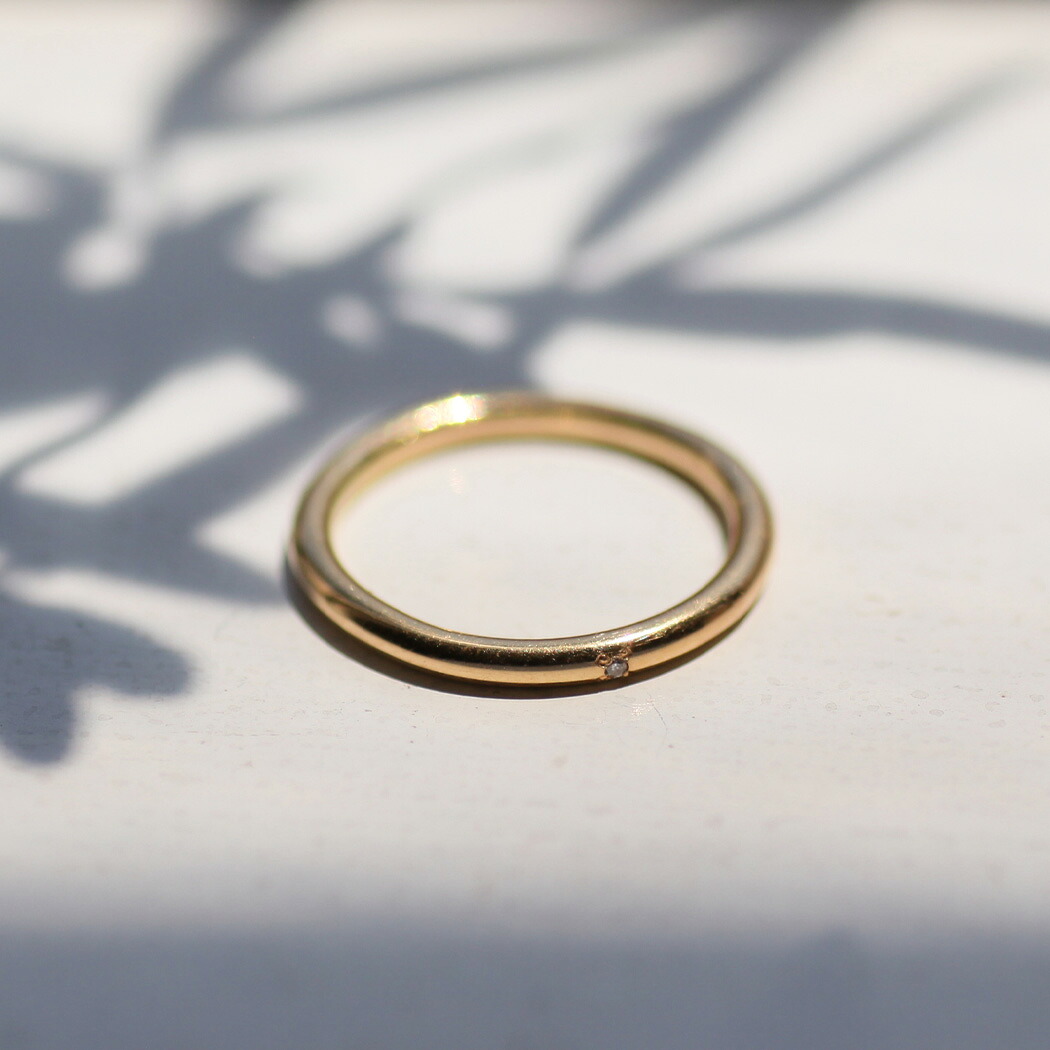 イロンデール エペパン hirondelle et pepin リング k18 hr-368 1pダイヤ プレーンリング L レディース 指輪 ギフト 記念日 アクセサリー ジュエリー 20代 30代 40代 50代 プレゼント 1粒 ダイヤ ダイヤモンド 大人 可愛い シンプル ゴールド｜ジュエリー／ファッション　EHS