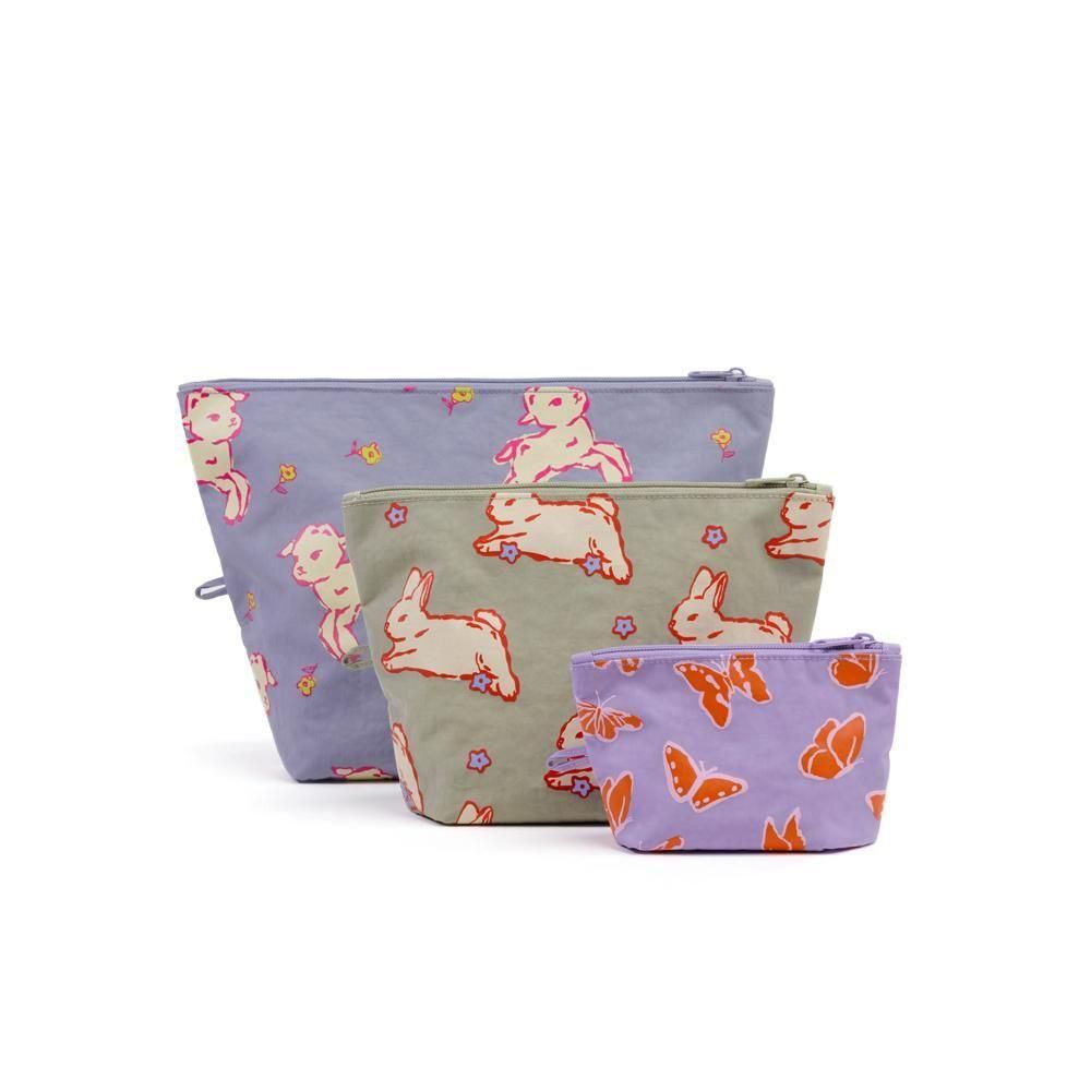 BAGGU バグー Go Pouch Set マチ付き ポーチ 3点セット Spring Animals ( アニマル ） baggu マチ付き ポーチ 3点セット 【公式認証店】【正規品】ナイロン 旅行 トラベル 新色 プリント 人気 柄 大容量 軽量 持ち運び 折り畳み 2026 SP