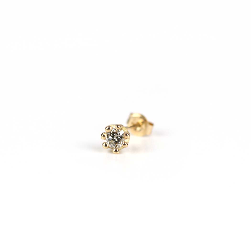 ピアス k18 片耳 ダイヤ hirondelle et pepin イロンデールエペパン hp-22fw-668 レ・リッド・ダン・ロー ブラウンダイヤ ピアス (片耳タイプ) レディース ジュエリー 受注生産 18金 一粒ダイヤ スタッドピアス キャッチ式 ポストピアス サードピアス｜ジュエリー／ファッション　EHS