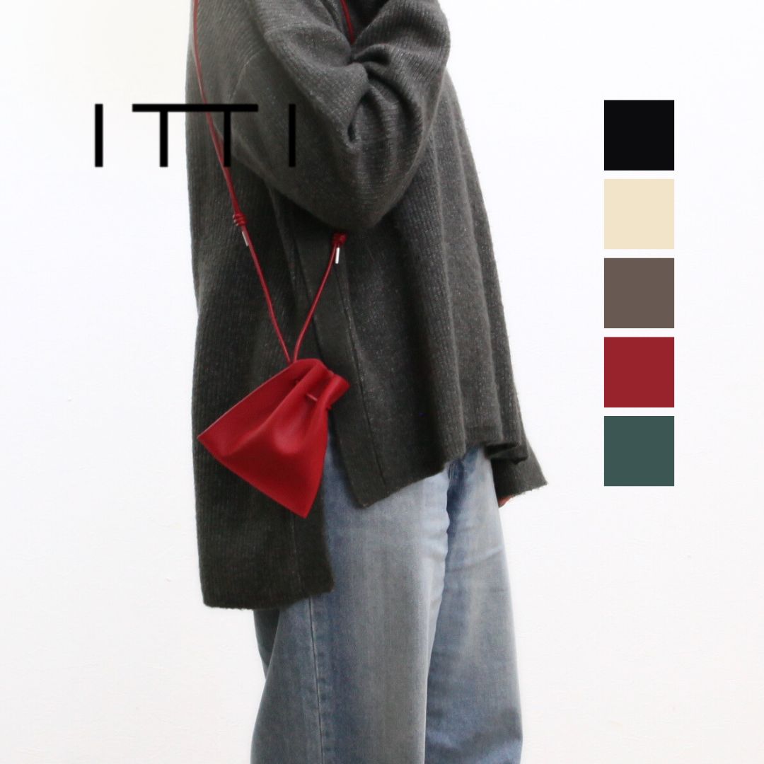 ITTI バッグ イッチ 巾着 ポーチ HERRIE KINCHAKU POUCH XXS / RAPTO FLEX 全5色 ITTI-BAG-091-RF アイボリー ブラック トープ レッド グリーン 巾着バッグ レディース ミニバッグ ショルダーバッグ レザー 本革 黒 ECCO社製 日本製 無地 牛革 鞄 手持ち きんちゃく ミニ 8,470円