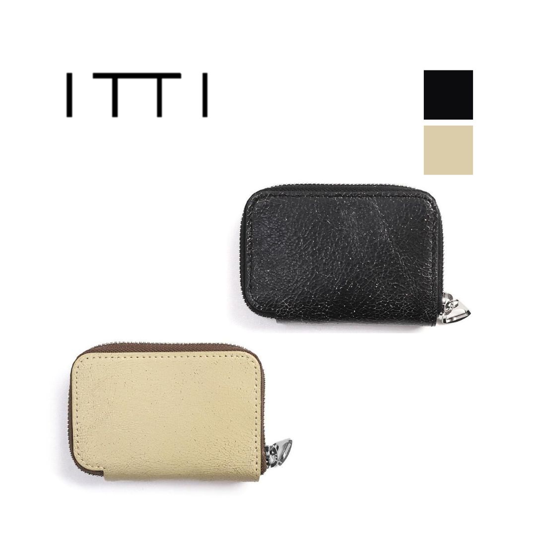 ITTI 財布 イッチ ITTI-WLT-012-CR CRISTY COIN CARD WLT / CRACK レザー ミニ財布 - 全2色 ブラック アイボリー レザー 本革 日本製 無地 財布 牛革
