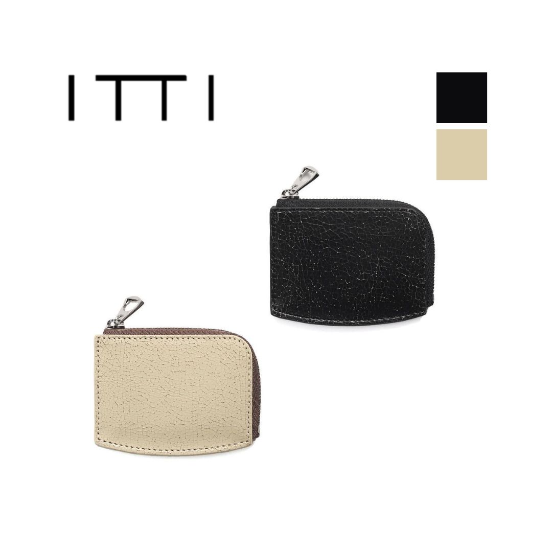 ITTI 財布 ITTI-WLT-023-CR イッチ CRISTY KEY COIN CASE / CRACK - 全2色 ブラック アイボリー レザー ミニ財布 コインケース キーケース ミニ 小銭 レディース メンズ レザー 本革 日本製 無地 牛革 L字 ファスナー