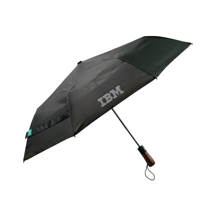 IBM / RPET Auto Open Umbrella オフィシャル IBMロゴ 折りたたみ傘 ブラック
