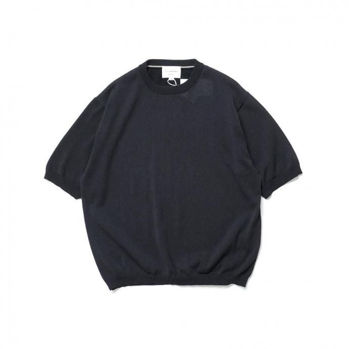 STILL BY HAND / KN02261 - INK BLACK 半袖ニットTシャツ Half sleeve knit t-shirt