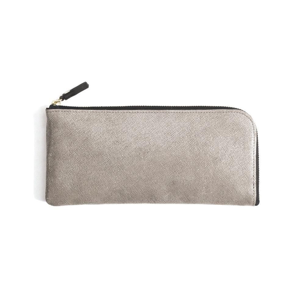 ポンタタ 財布 長財布 POMTATA P2555 HAK L ZIP LONG WALLET ロング ウォレット シルバー L字 ジッパー 123-1429 ソフト レザー 本革 日本製 無地 ラメ がまぐち がま口 タッセル レディース 20代 30代 40代 50代 60代 箔