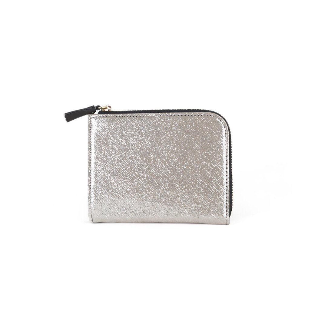 POMTATA ポンタタ 財布 P2556 HAK L ZIP SHORT WALLET シルバー ショート ウォレット シルバー 123-1434 L字型 ジッパー レディース コインケース ミニ財布 レザー 本革 日本製 無地 メタリック ラメ がま口 プレゼント 20代 30代 40代 50代 60代 箔