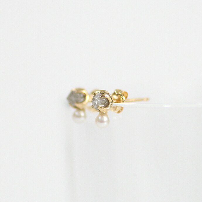 sinc シンク k18 原石ダイヤモンド ピアス - グレー (パール付き) レディース アクセサリー ジュエリー 20代 30代 40代 50代 60代 地金｜ジュエリー／ファッション　EHS