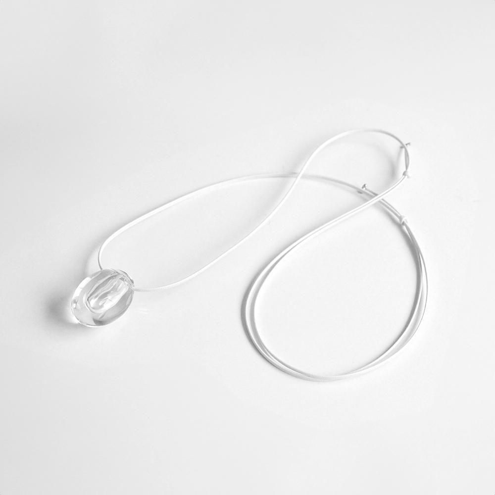 SIRISIRI (シリシリ) KI408 Necklace Egg ネックレス - クリア アクセサリー ガラス ビオトープ ドレス 和装 20代 30代 40代 50代 60代 ジュエリー 人気 大人 シンプル 結婚式 パーティー 2次会 40cm チェーン|ジュエリー/ファッション EHS