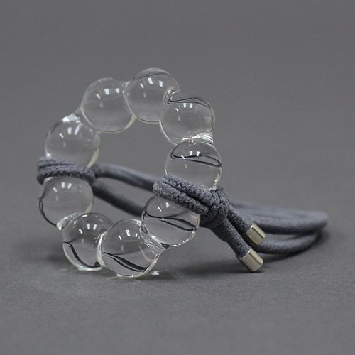 SIRISIRI (シリシリ) DT601 DOTS へアゴム リング - クリア×グレー クリア ガラス ヘアアクセサリー 髪飾り 髪留め クラシック アクセサリー ドレス 和装 20代 30代 40代 50代 60代 ジュエリー 人気 大人 上品 上質 職人技 シンプル