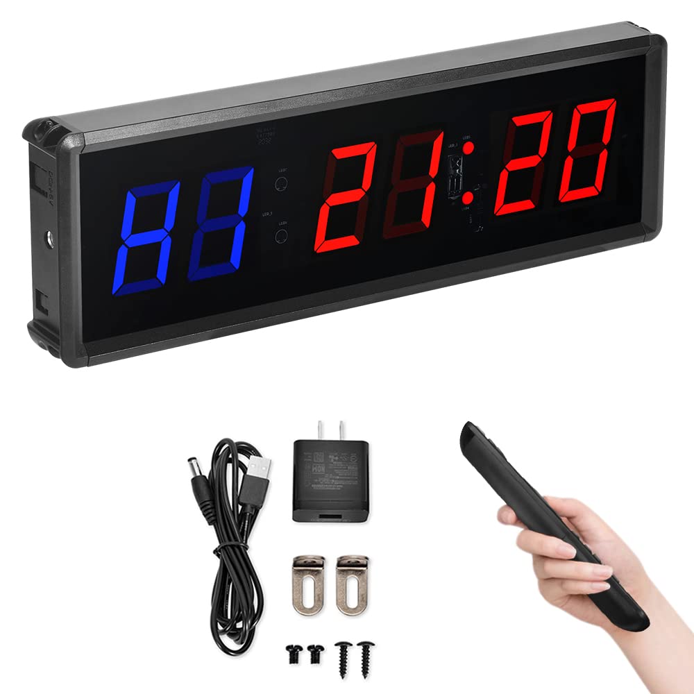 【楽天市場】ジムタイマーフィットネスインターバルタイマー、リモートコントロール付きカウントダウン/アップクロックストップウォッチ、ホームジム