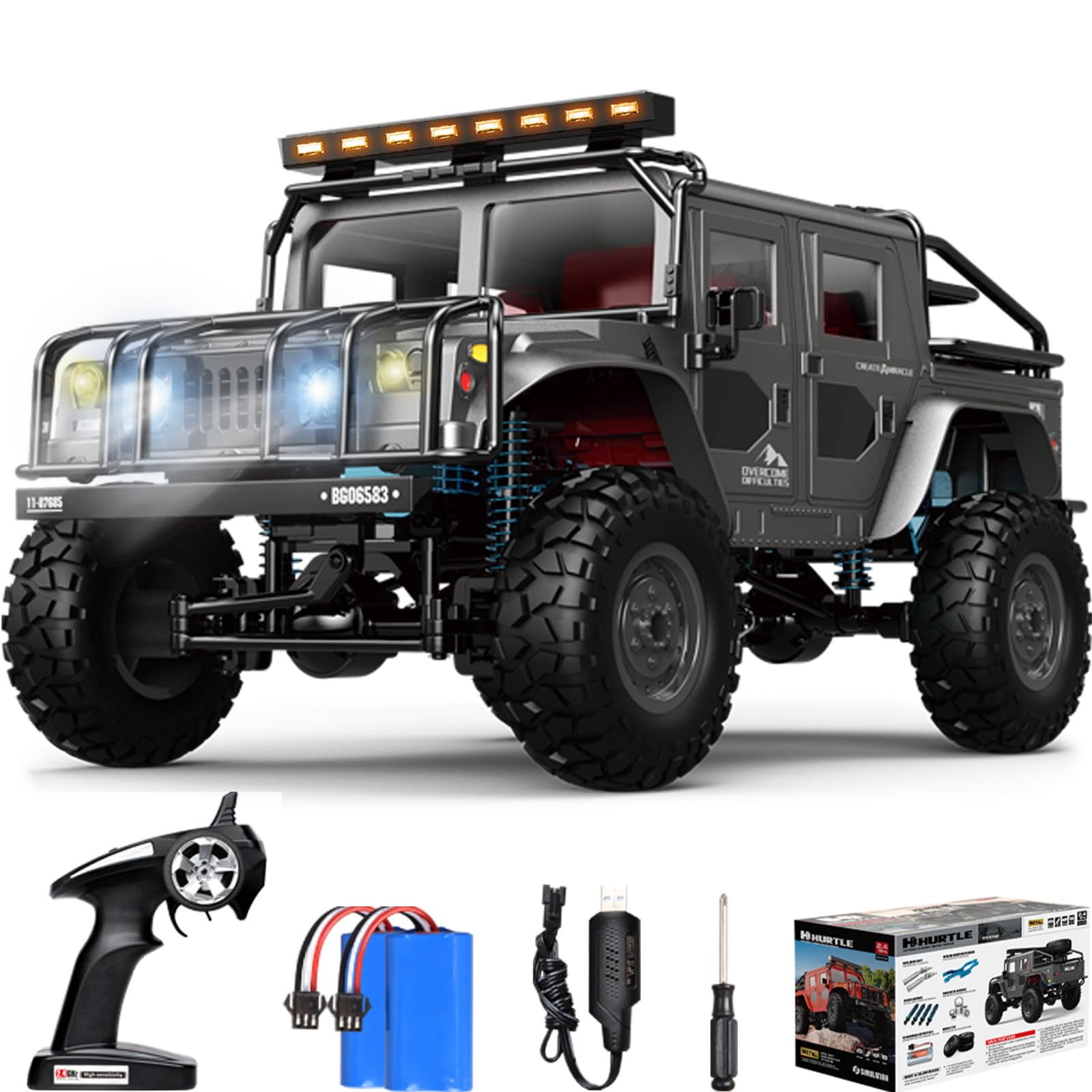 大型 ラジコンカー オフロード ジープ 車 子供向け 1/12 4WD LED車灯 金属部品 RC カー 充電式 バッテリー2個付き 電動 おもちゃ 男の子 誕生日 祝日 プレゼント 贈り物 Q121 (黒色)（6歳以上）