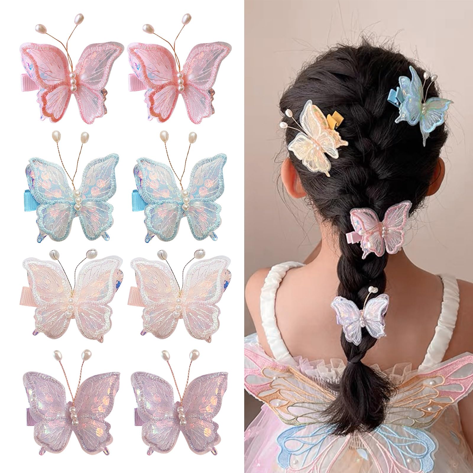 楽天市場】蝶 ヘアピン ヘアクリップ 8個セット 可愛い閃光を放つ蝶々