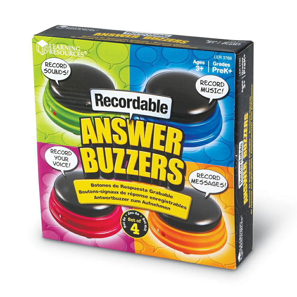 楽天市場 知育玩具 Recordable Answer Buzzers アンサーブザー 録音可能 4個セット 早押しクイズ ボタン ゲームが盛り上がる ブザー 早押し ボタン 誕生日プレゼント プレゼント プチギフト 英語伝 Eigoden