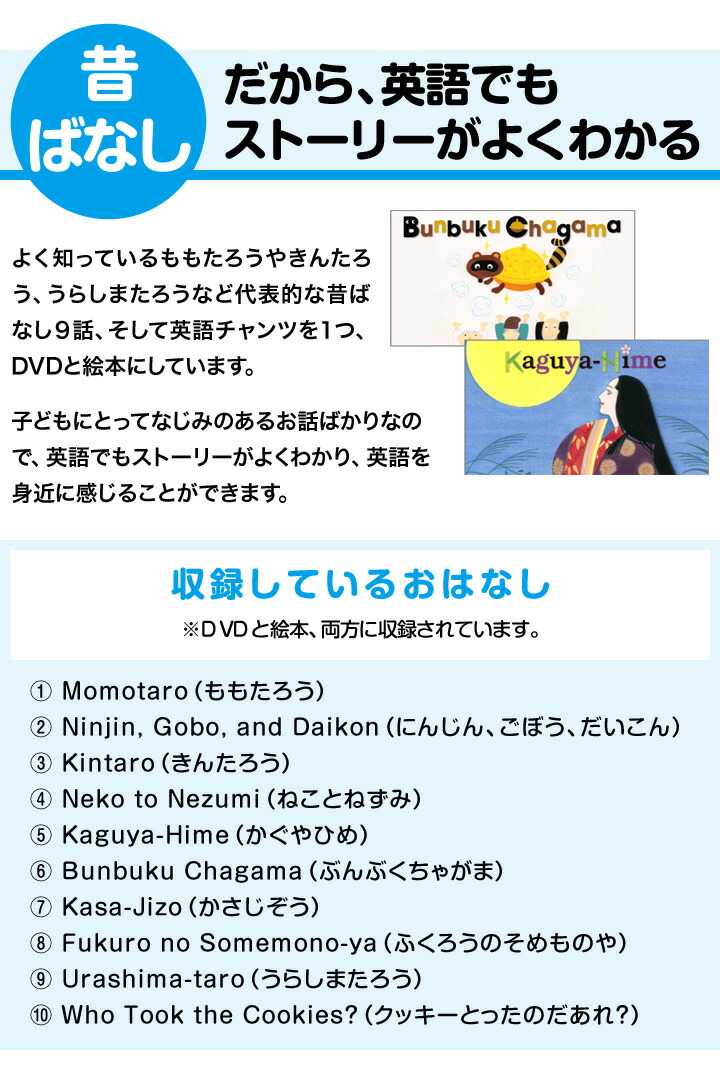 絵本 セット えいごで日本むかしばなし Dvdと絵本セット アルク 正規販売店 絵本 正規販売店 英語絵本 電気スタンド 児童 英語 幼児 英語 Dvd 絵本 英語教材 子供 子ども 学習 幼児 昔話 知育 英会話 むかし話