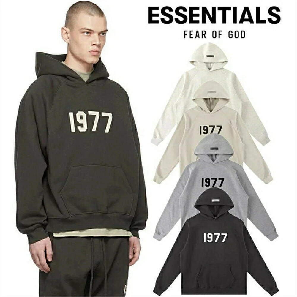 ESSENTIALS エッセンシャルズ パーカー 1977ロゴタイプ トップス メンズ レディース スウエット 春 秋 冬ジップパーカー ボンネット付き添い人 心地よい 男女兼用