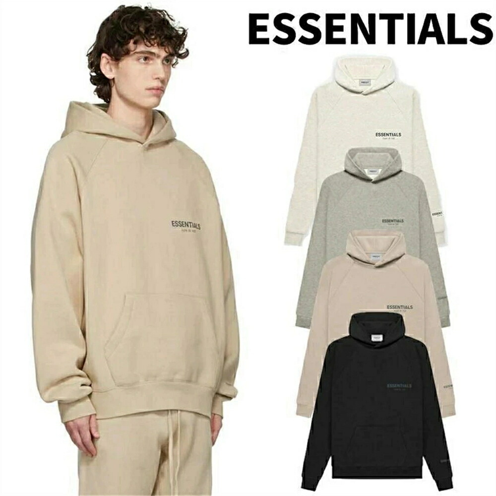 ESSENTIALS エッセンシャルズ パーカー メンズ レディース ティーシャツ うしろ側ロゴタイプ パーカー ボンネット付き添い人 ビッグ大きさ