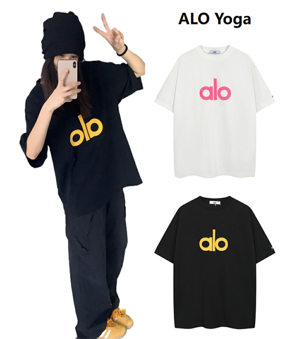 ★ ALO Yoga ★半袖 tシャツ レディース カジュアル おしゃれ ゆったり カットソー 黒 白 大きいサイズ 春夏 薄手 プリント ロゴT ワンポイント ラウンドネック ミドル丈 ストレッチ カラフル 普段着 デイリー 着まわし 通勤 通学 アウトドア フェス 買い物 学生 大人|永吉屋