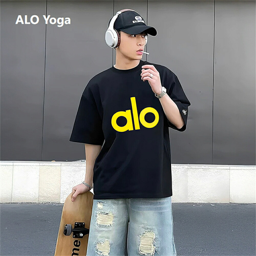 ★ ALO Yoga ★半袖 tシャツ レディース カジュアル おしゃれ ゆったり カットソー 黒 白 大きいサイズ 春夏 薄手 プリント ロゴT ワンポイント ラウンドネック ミドル丈 ストレッチ カラフル 普段着 デイリー 着まわし 通勤 通学 アウトドア フェス 買い物 学生 大人｜永吉屋