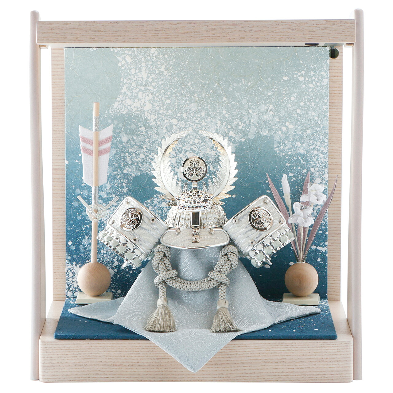 【人形の永光 「綺 - AYA - 徳川家康公」 / 幅32×奥行22×高さ35cm 】五月人形 5月人形 五月飾り 兜飾り 平飾り 平置き 木製 名札 名前 札 コンパクト サイズ 初節句 飾り 一徳 徳川家康