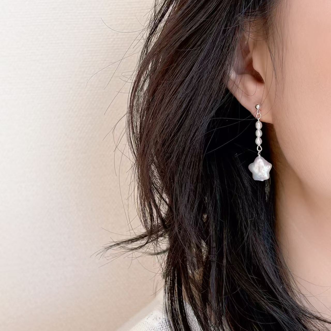 楽天市場】淡水 パール ピアス 星型 スター金具 K18 K14WG ホワイト系