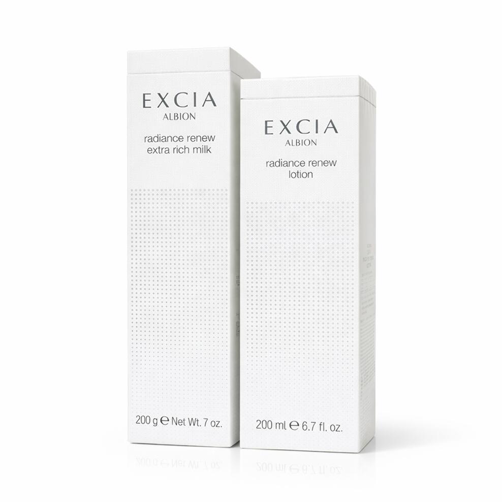 アルビオン エクシア ラディアンスリニュー 置き目ション 200ml ＋ エクストラリッチミルク 200g 書き割り かざり付ける水 乳状液 EXCIA