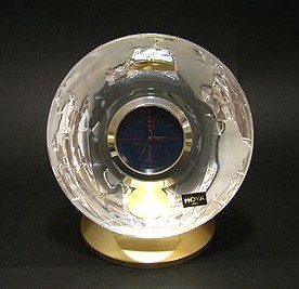 ホヤ 【クリスタル・クロック】 地球儀 デスククロック H14cm 099EE｜輸入洋食器店アイン　店