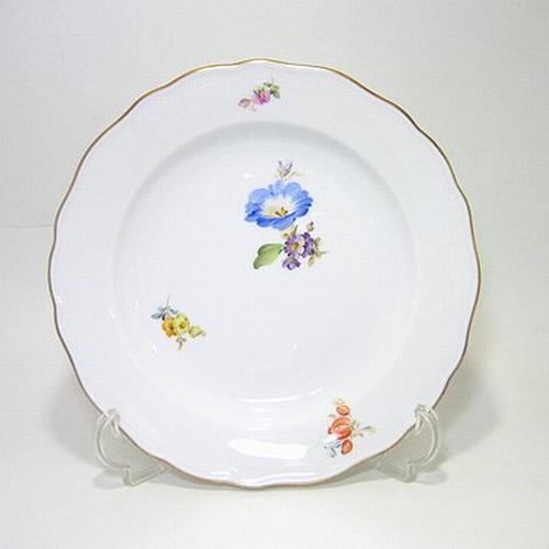 マイセン フラワー 21cmプレート マイセン プレート□ベーシックフラワー ブーケ 三つ花 オーバル