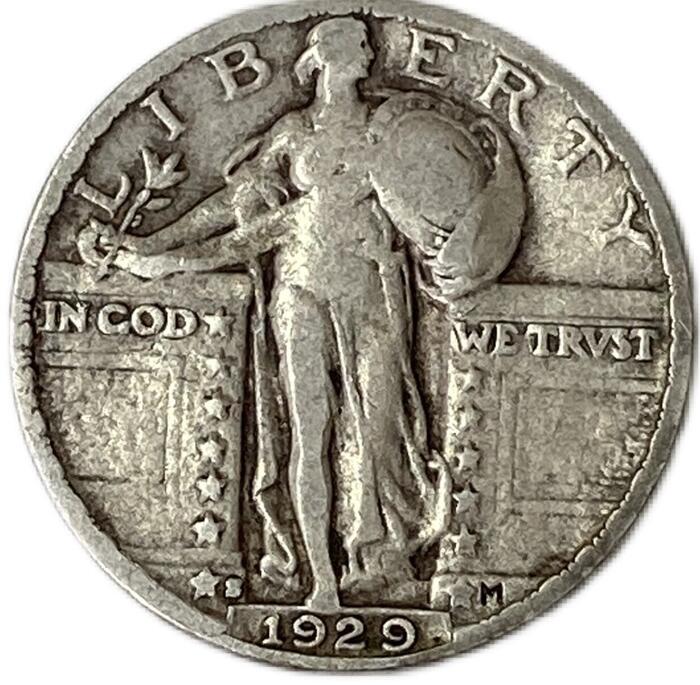 アメリカ銀貨 返品?交換対象商品 25セント銀貨 1929年 XF 外国 コイン アンティークコイン 品質満点 硬貨