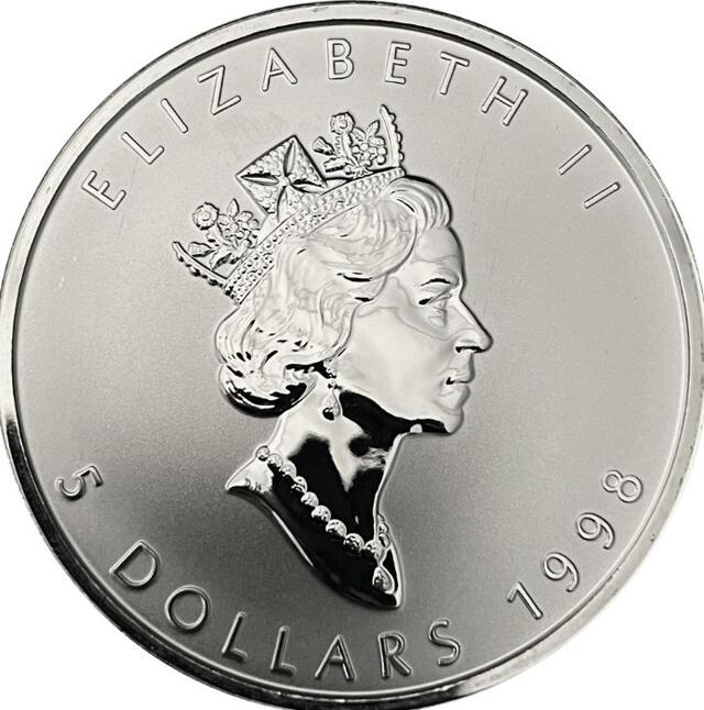 カナダ銀貨 5 ドル 1998年 未使用 エリザベス女王 1オンス 外国 コイン 記念コイン｜アインス　コインズ