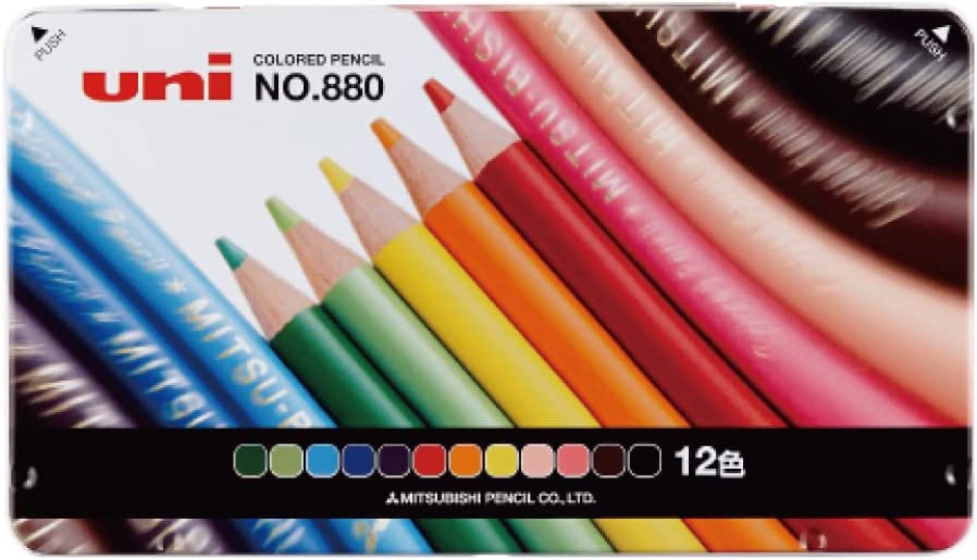 楽天市場】三菱鉛筆 色鉛筆 880 級 ミニ色鉛筆 12色（K880M12CPN