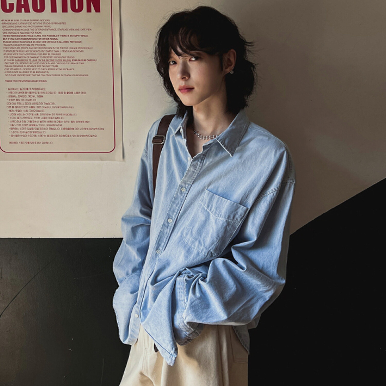【貨物輸送無料】ツープラン【2plan】Lemore Overfit Denim Shirt / ルモアオーバーフィットデニムシャツ【堅苦しさ販売店】 Light Blue-Medium Blue