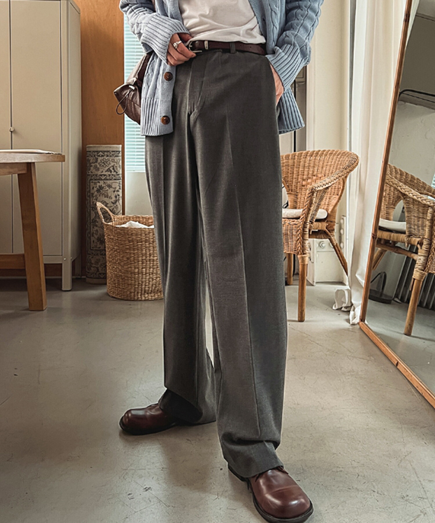 【送料無料】ツープラン【2plan】Elin semi wide slit slacks / エリンセミワイドスリットスラックス【公式ショップ】