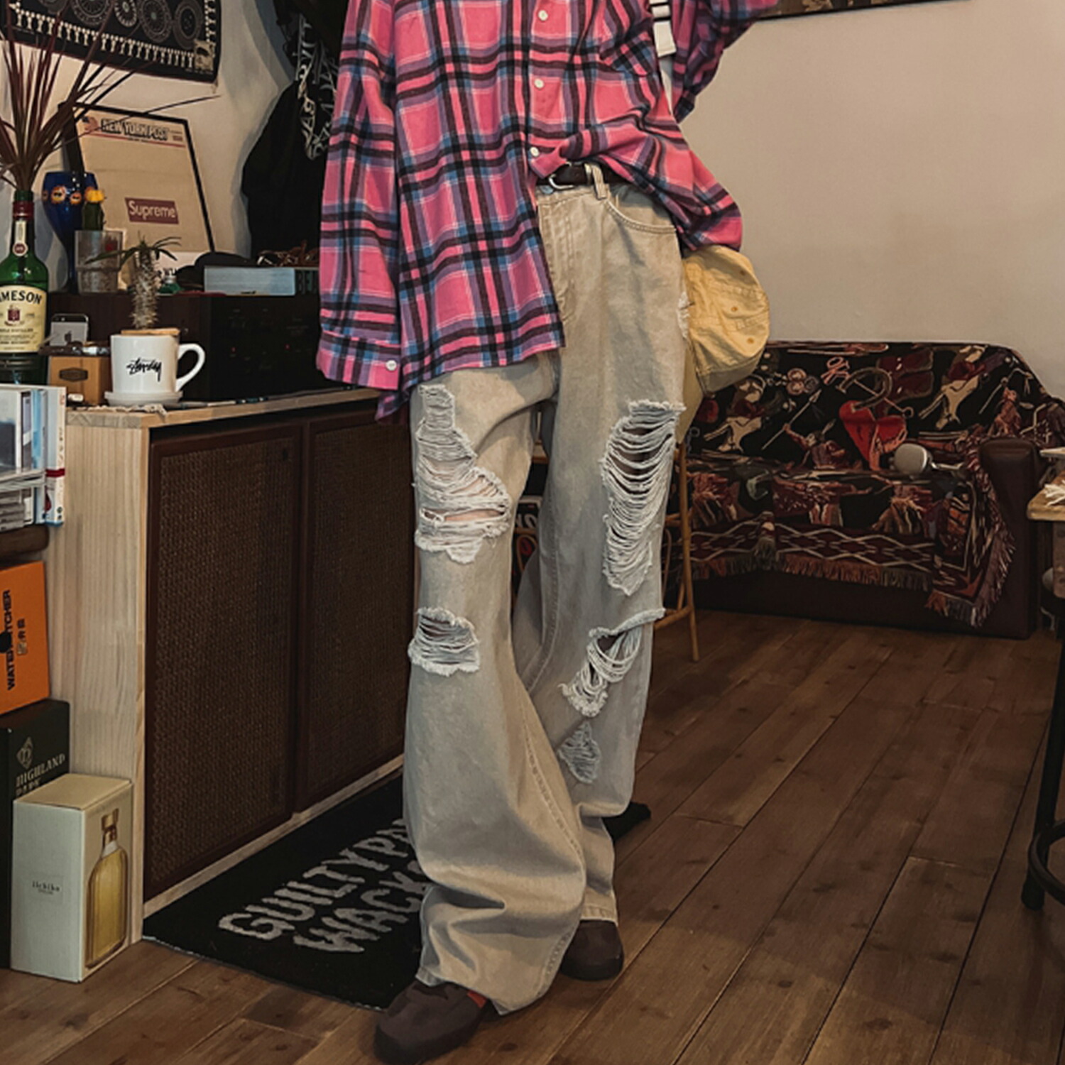 【送料無料】ツープラン【2plan】Bay damage wide denim / ベイダメージワイドデニム【公式ショップ】