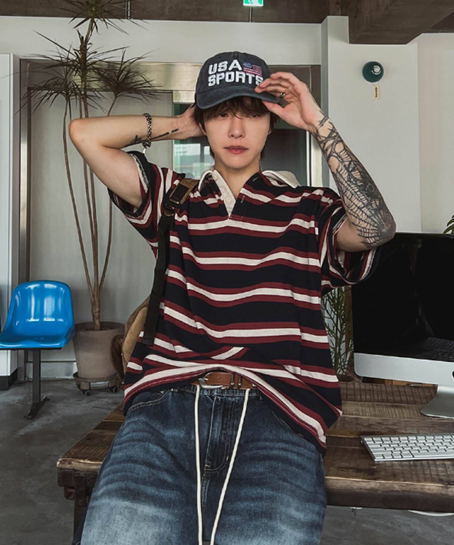 【送料無料】ツープラン【2plan】Kiyoshi Stripe Rugby Short Sleeve T-Shirt / キヨシボーダーラグビー半袖Tシャツ【公式ショップ】