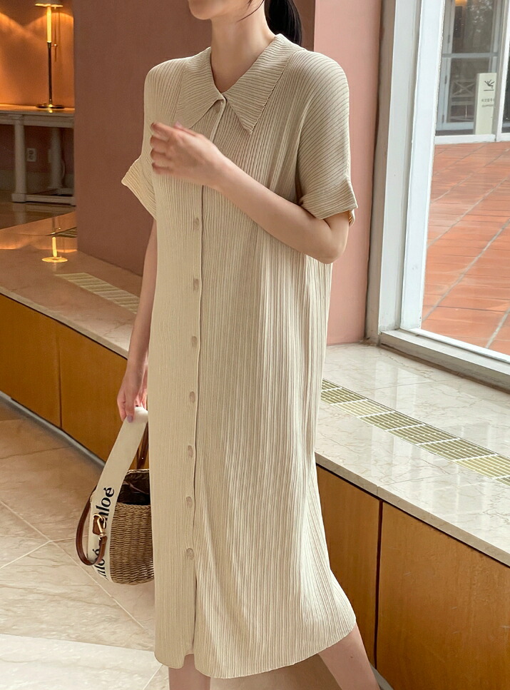 【送料無料】アイアムマリ【I AM MARI】Shaver Collar Rib Knit Long One Piece / シェーバー襟付きリブニットロングワンピース【公式ショップ】