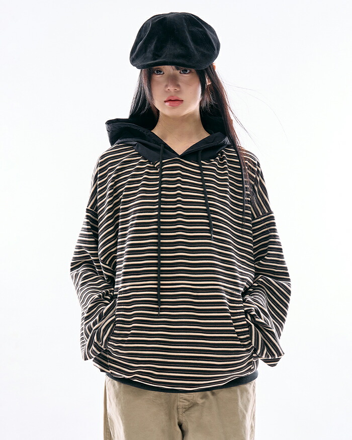 【送料無料】ラウコハウス【Raucohouse】Baron stripe over hoodie / バロンボーダーオーバーフード 男女兼用【公式ショップ】