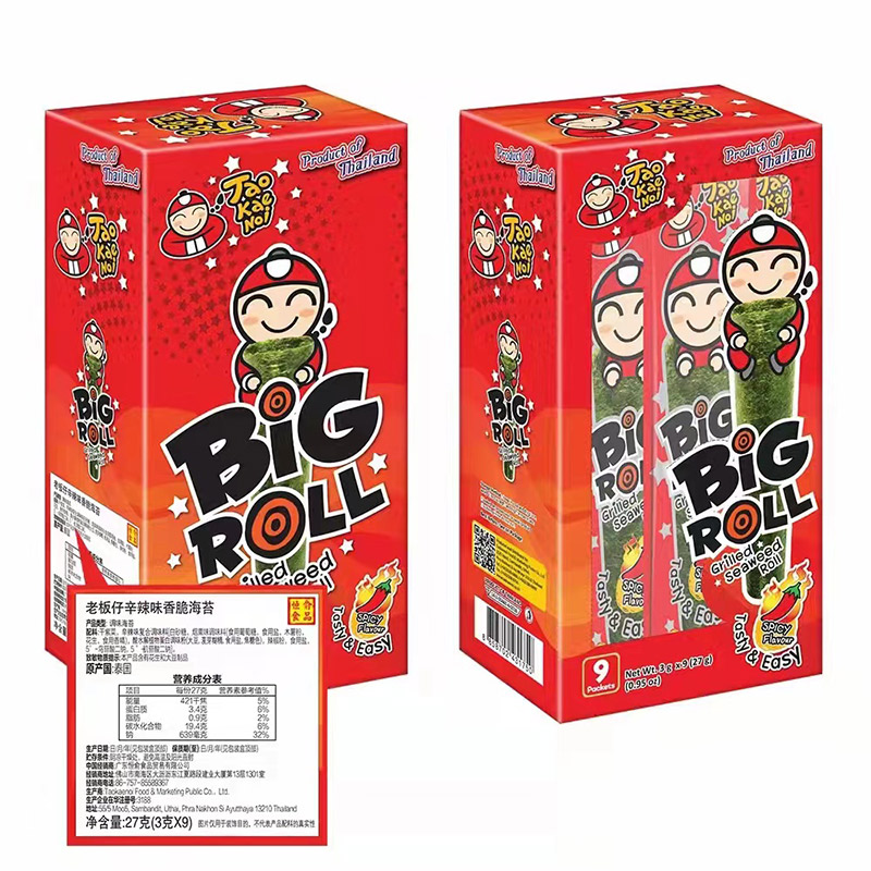 2ケースセット Big Roll フライドシーウィード Seaweed 4種類 18袋入り 54g タオカエノイ Taokaenoi 1ケース9袋入り 海苔 のりスナック Crispy タイお土産