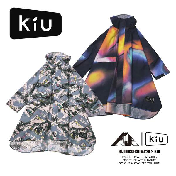 KiU/キウ FUJI ROCK FESTIVAL’26 二人三脚 レインポンチョ K571 雨合羽20,000粍 祝い事 アウトドア 銀輪 雨具