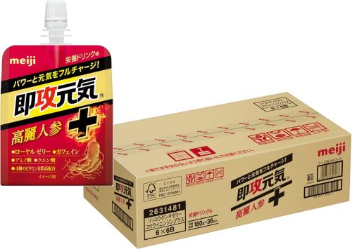即攻元気ゼリー 高麗人参+ 栄養ドリンク味 180g×36個 ケース 明治