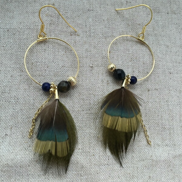 楽天市場】ネイティブ ボヘミアン フェザー 羽根 タイガーアイ