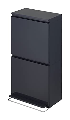 アスベル フタ付き添い人紙くずかご リビング 40L ペダル2段広々とした 丸洗い可 黒 奥ぶかさか細い A6887