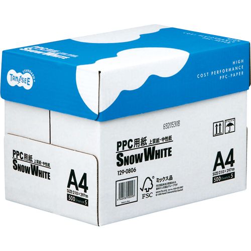 【送料無料】【個人宅届け不可】【法人（会社・企業）様限定】PPC用紙 SNOW WHITE A4 1箱(2500枚:500枚x5冊)画像