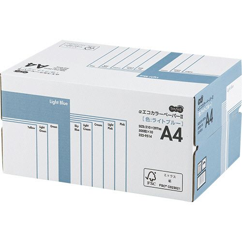 【送料無料】【個人宅届け不可】【法人（会社・企業）様限定】αエコカラーペーパーII　A4　ライトブルー　業務用パック　1箱(5000枚:500枚×10冊)