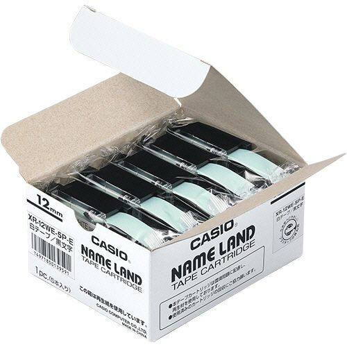 【送料無料】【個人宅届け不可】【法人（会社・企業）様限定】NAME　LAND　スタンダードテープ　12mmx8m　白/黒文字　1セット(30個:5個x6パック)