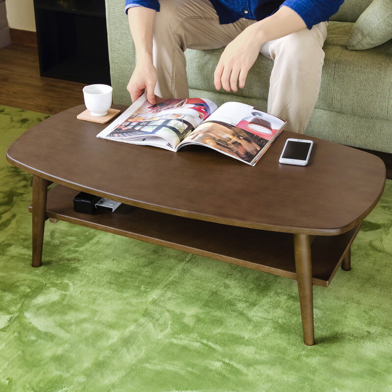 楽天市場 ローテーブル 折りたたみ テーブル 90cm 棚付 おしゃれ ひとり暮らし 木製 オーバル 送料無料 楽天 北欧 ナチュラル E 家具