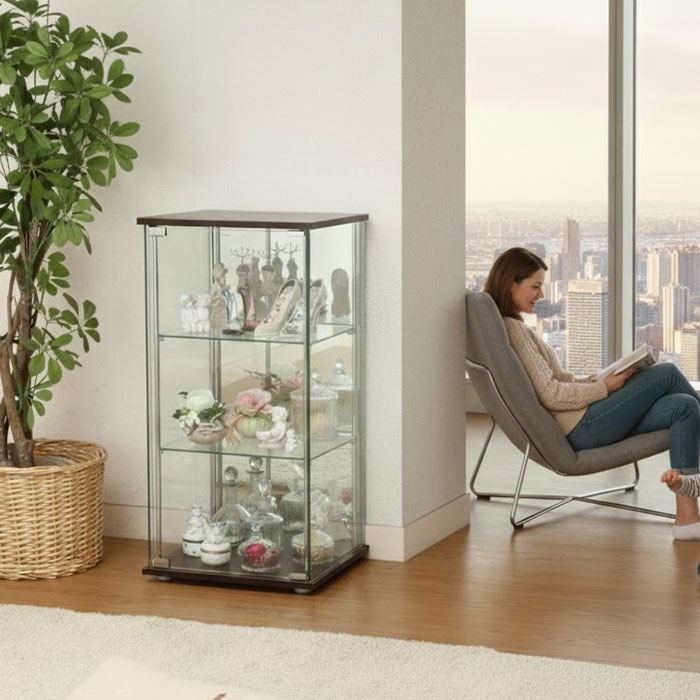 楽天市場】収納家具 ガラスコレクションケース 4段 背面ミラー付き